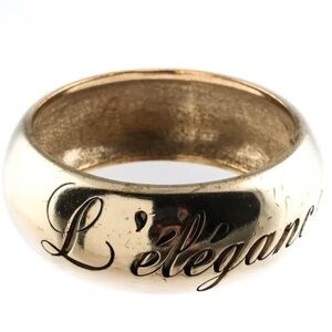 Authentic Chanel Goldtone "L'elegance C'est La Linge" Bangle Bracelet